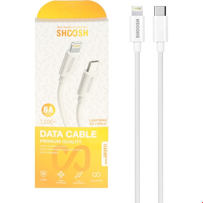 کابل شارژر تایپ c به shoosh lightning مدل SH251I