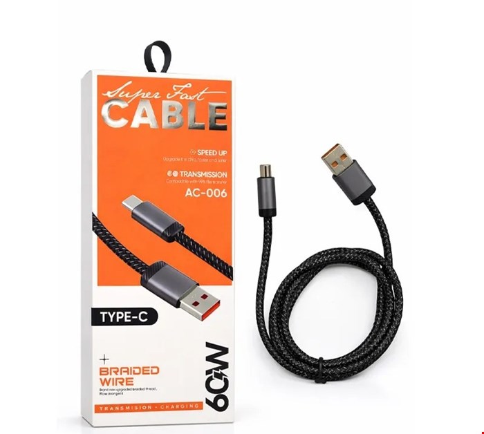 کابل شارژر تایپ braided wire c مدل AC_006 